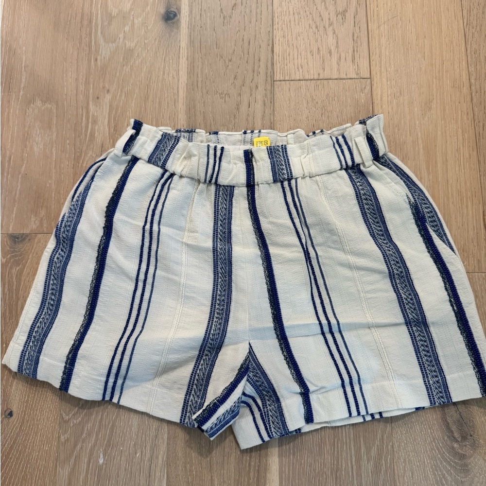 Striped Blue and White Women Shorts: LEMLEM BY LIYA KEBEDE